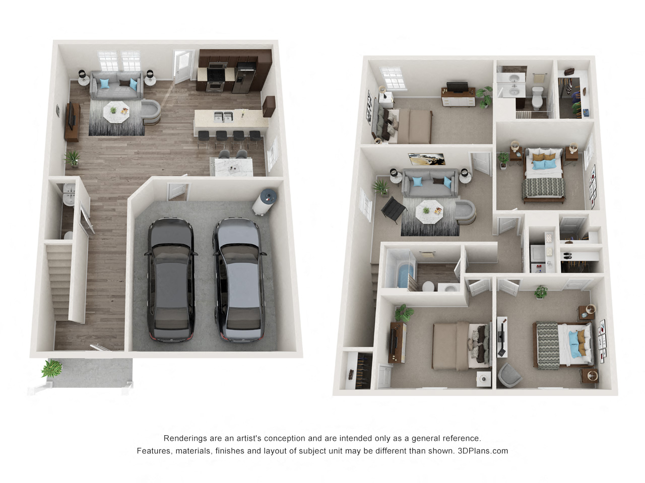 Floor plan for 4 beds, 2.5 baths, 1950 sqft